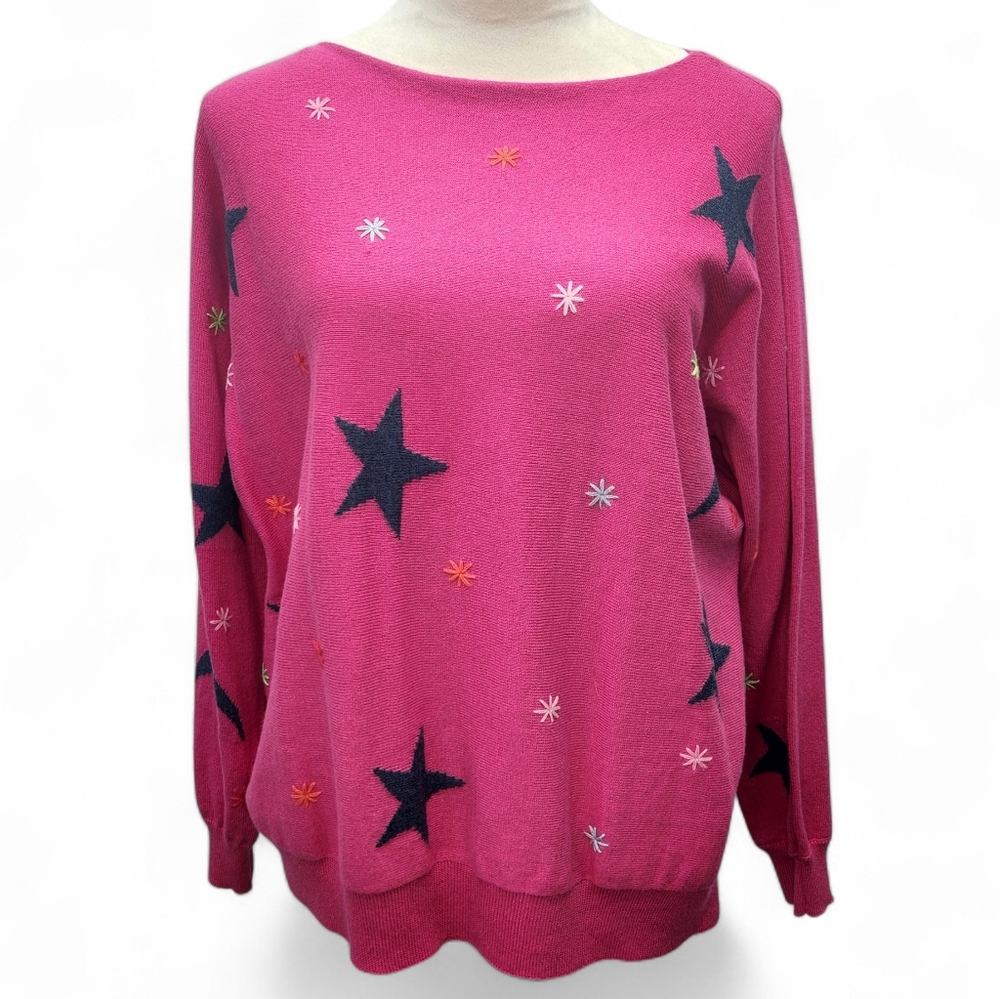 Zaket & Plover Starry Night Pink Women's Sweater cashmere ethereal cosmic Sz M